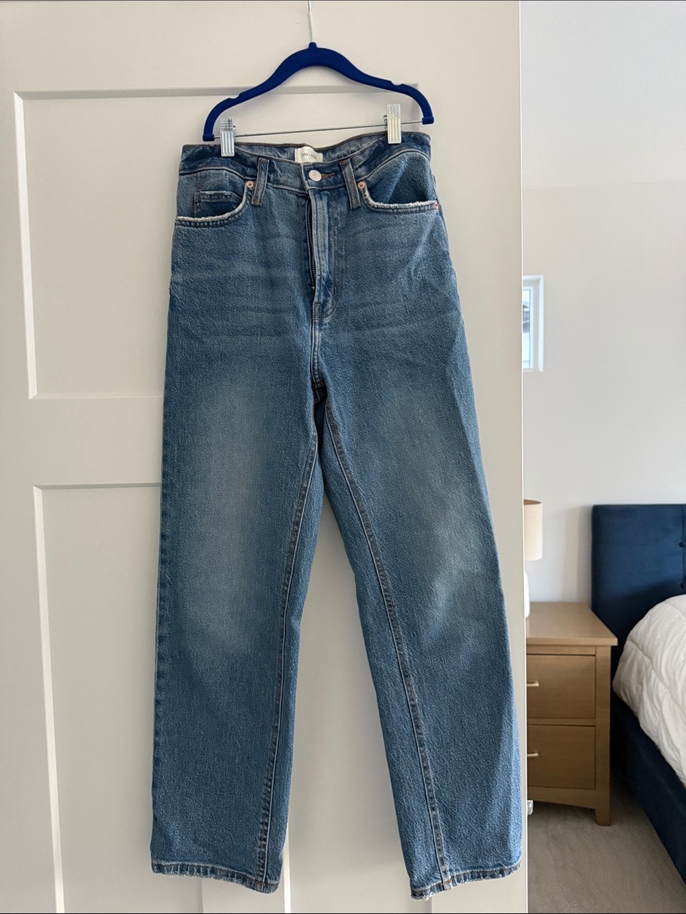 OAK + FORT Washed Blue Straight Leg Jeans